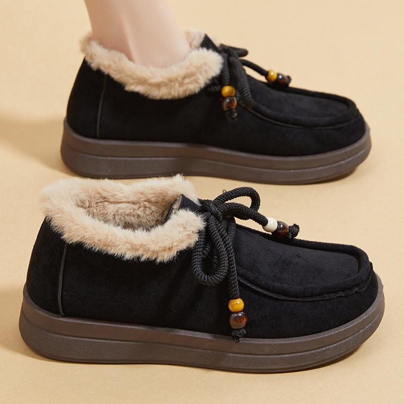 Women's Non-Slip Moccasin Shoes Snow Boots Warm Winter Warm Short Boots for Women Outdoor Fur Lined Faux Suede Fuzzy Fleece Lining Walking Shoes