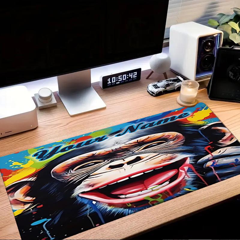 1PC Custom Name "Colorful Chimpanzee Artwork" Mouse pad, keyboard and mouse desk pad, for computer notebook Birthday Gift For Any Room Or Office