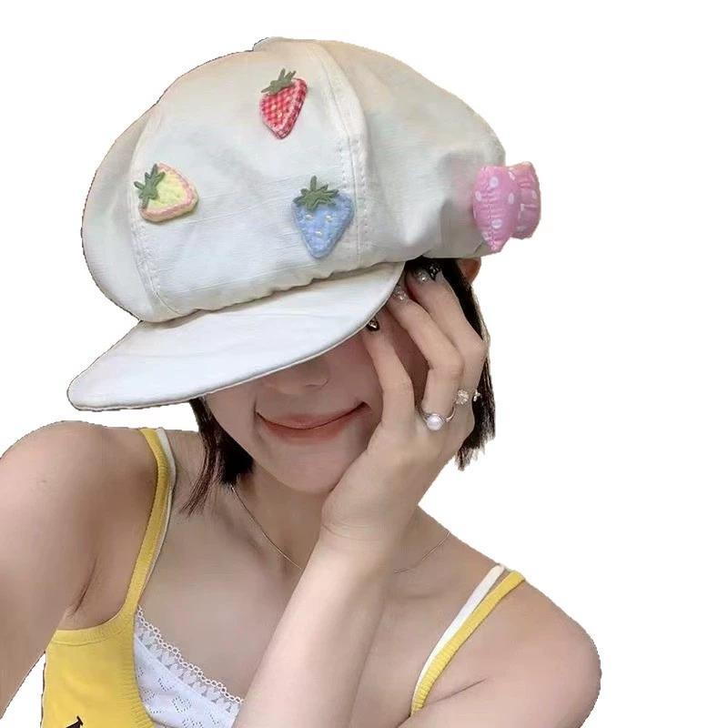 Japanese-Style Cute Beret for Women Summer Thin Cloud Hat That Makes the Sweet and Versatile Sun Protection Newsboy Cap