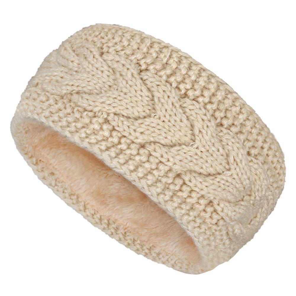 European & American Winter Plush Knit Sports Headband: Lined for Cold Protection Hair Accessory