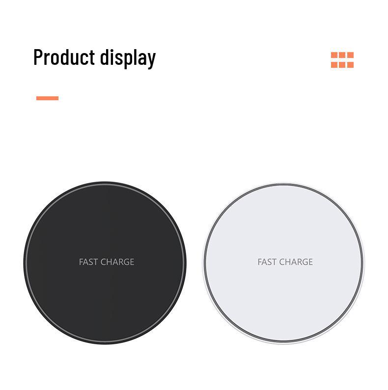 Ultra-Thin Round 50W Wireless Charger for Apple & Huawei Phones - 15W Desktop Charging Pad