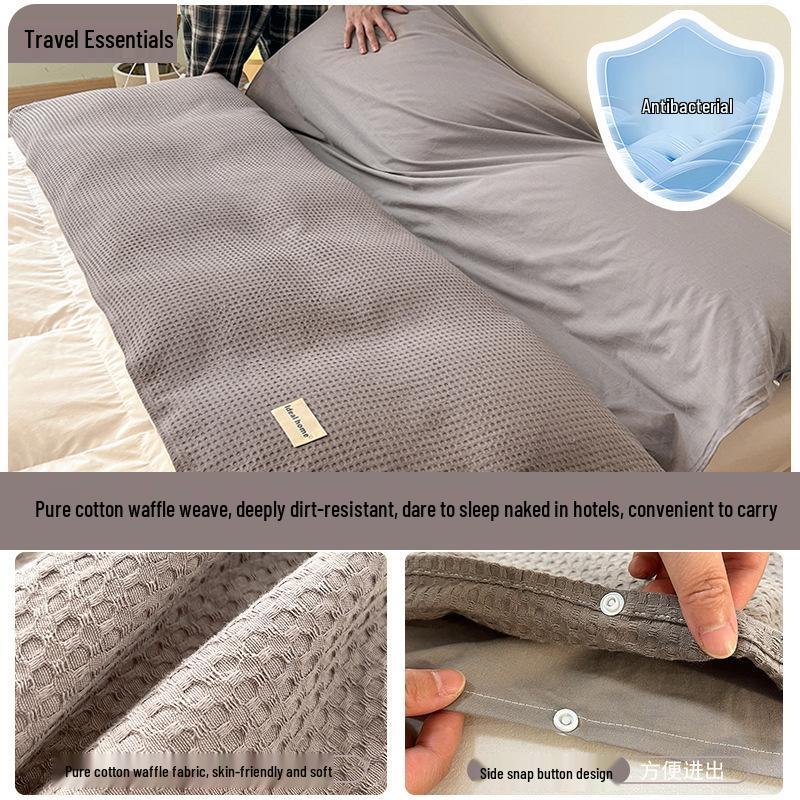 Cestovní spací pytel a povlak na přikrývku z čisté bavlny - Přenosný, Ochrana proti nečistotám, 3dílný pro služební cesty