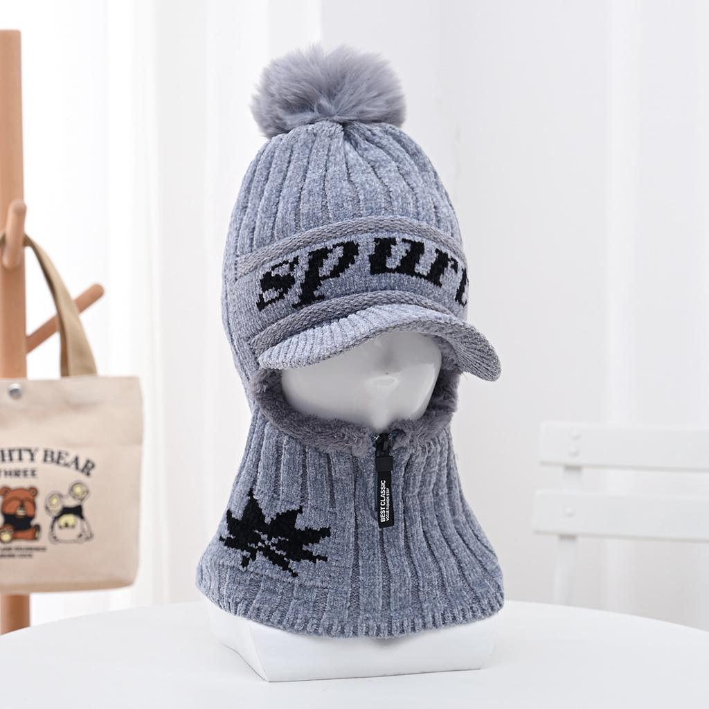 2025 winter wool hat women's cute hairball pullover knitted hat velvet thermal ear protection cycling Lei Feng hat