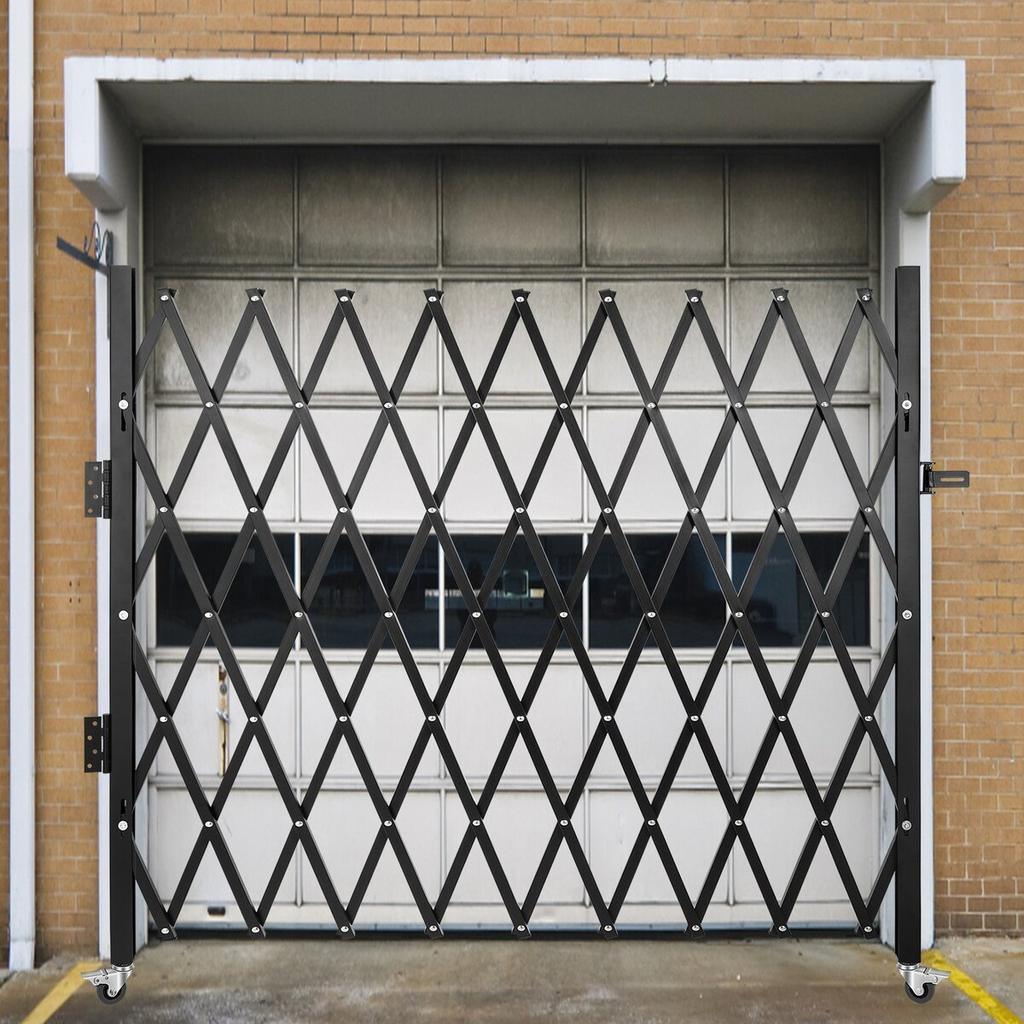 Puerta de Seguridad Plegable Individual, 216 × 214 cm(Ancho × Alto) Puerta plegable, Puerta de seguridad de acero tipo acordeón, Puerta de seguridad expandible flexible, 360° con ruedas