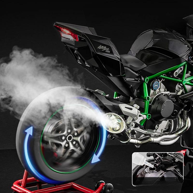 Diecast Spray 1/6 Kawasaki H2R Alloy Racing Motorcycle Model Sound and Light Bootable Motorbike Toy Birthday Gift for Boyfriend