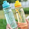 1pc 550ml Plastic Water Bottle Large Capacity Food Grade Portable Fitness Sports Outdoor Supply Transparent Pet Flip Cover