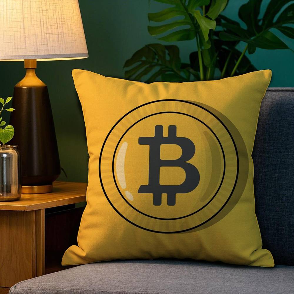 Bitcoin Cryptocurrency Btc Pillow Case Sofa Living Room Bedroom Double-sided Printing Square Cushion Nap Time Cushion Cover