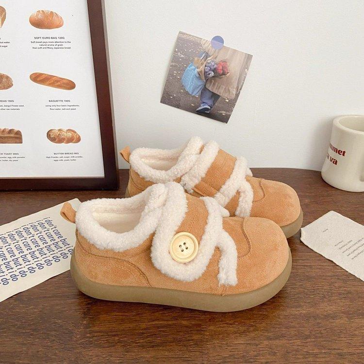 Milk white velvet Velcro board shoes cotton shoes chic niche snow boots sports little white shoes