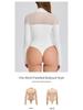 Sexy Mesh Patchwork Slim-Fit Bodysuit with High Neck and Long Sleeves