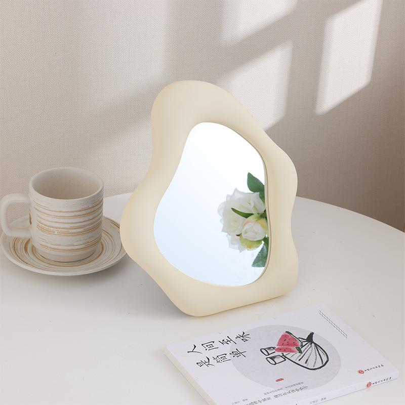 Fashion Silver Decorative Mirrors Electroplated Laser Makeup Mirror for Women Corrugated Irregular Cosmetic Mirror Room Decor