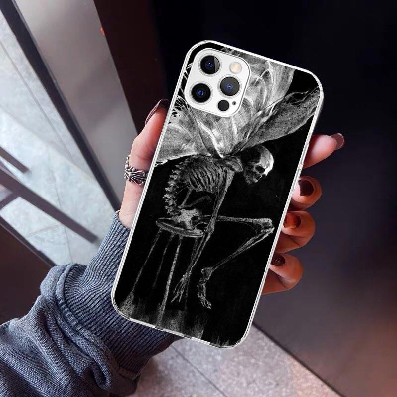 Retro Skull Butterfly Phone Case For iPhone 17 Air 11 13 Mini 14 15 Plus 16 12 Pro Max 16E SE 7 8 Pattern Soft TPU Back Cover  1