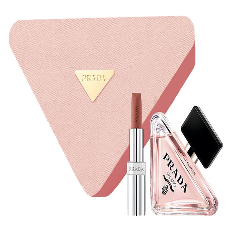 Prada Perfume set My Unpredictable Lipstick EDP Flower Edition Bergamot Flowerland version of my unpredictable perfume EDP 50ml+#U011 Smart Nude 3.8g