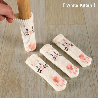 4PCS Cute Cat Paw Table Chair Foot Leg Knit Cover Mute Wear-resistant 11CM Non-slip Mat Floor Protectors