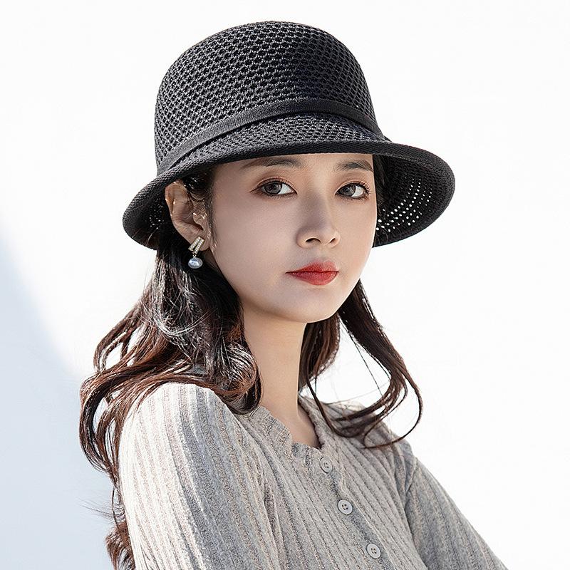 Hollow linen bucket hat women's fashion versatile basin hat summer sun protection visor hat