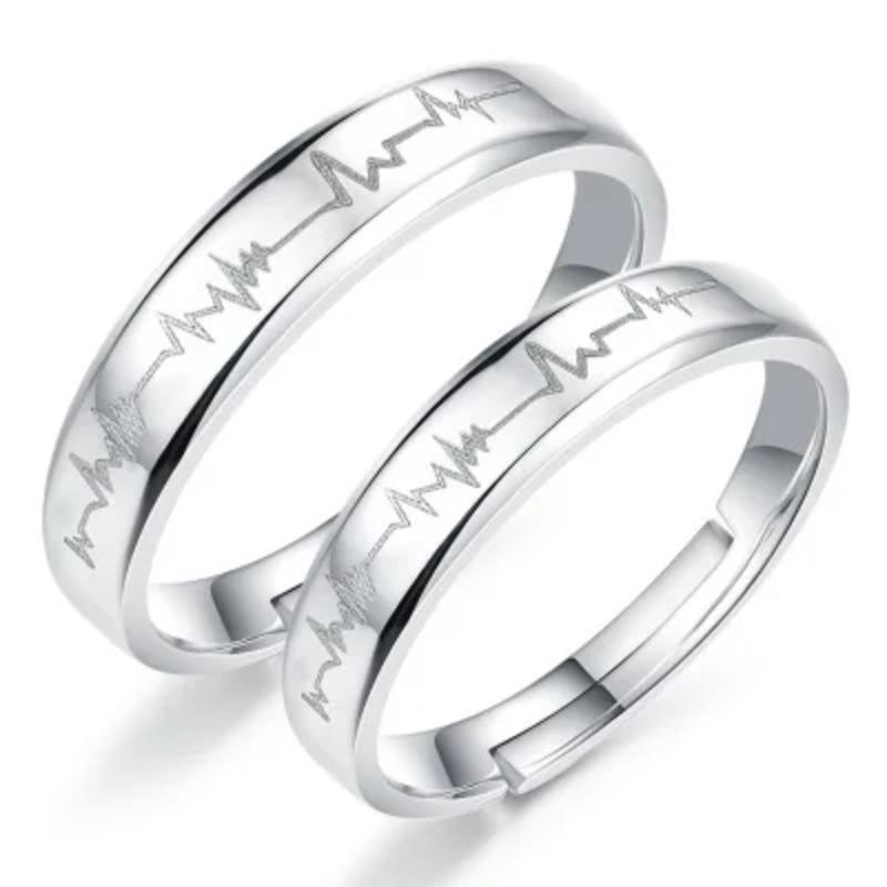Fashion Exquisite Silver Color Pair Rings for Women Men Adjustable Couple Engagement Wedding Gift Jewelry Accessoires