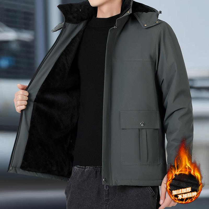 Fashionable and versatile Men's Thickened Warm Winter Jacket - Wrinkle Resistant Lightweight Soft and Cozy Long Sleeve Down Jacket