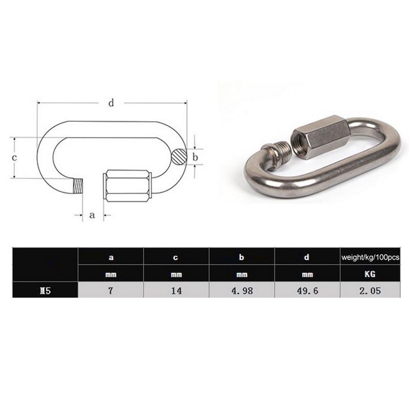 Stainless Steel Chain Quick Link Marine Oval Thread Carabiner Chain ...