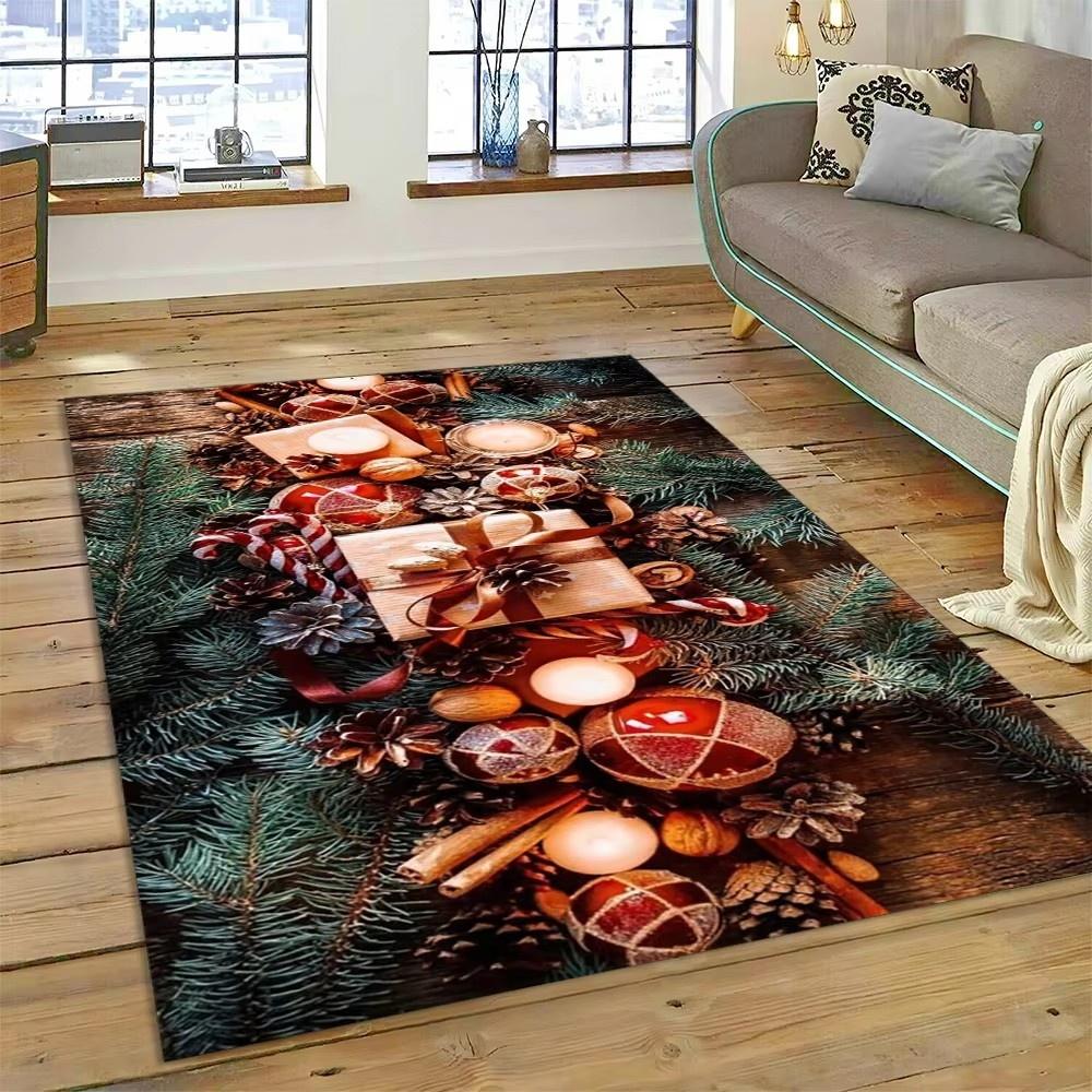 Weihnachtsteppich Rot und Weiß Schneeflockenmuster Feiertagsboden für Wohnzimmer Schlafzimmer Küche Boden Weihnachtsfeier Dekoration