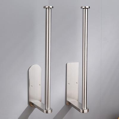 304 Stainless Steel Paper Holder Punching Free Adhesive Brushed Toilet Paper Towel Rack Tissue Roll Hanging for Kitchen Bathroom