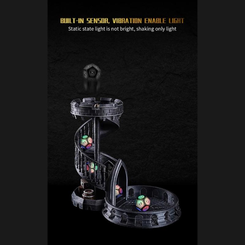 7Pcs Glowing Polyhedral Dices with Charging Box Rechargeable LED Colorful Light Electronic Dices for Role Playing Game