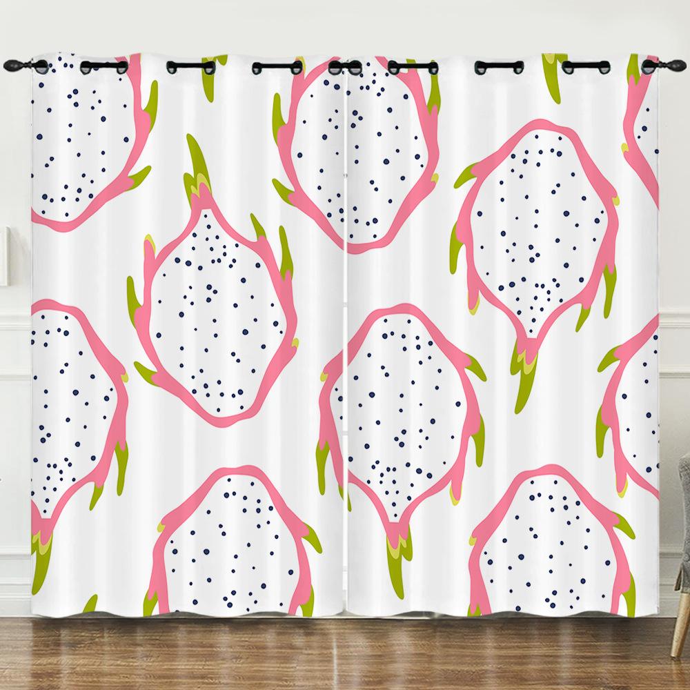 Curtain Cartoon Fruit Dragon Fruit Love 3D Digital Printing Blackout Curtain Punching