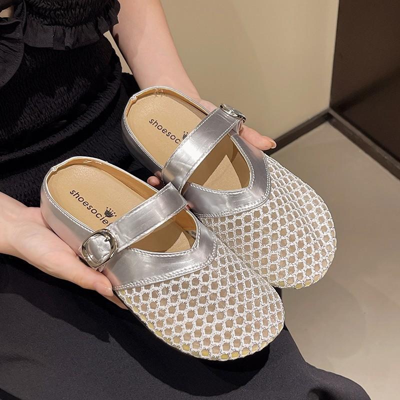 

Летняя обувь Hole Shoes для пляжа, ванной, дома, сада, сандалии, тапочки, женская одежда, нескользящая, дышащая, Baotou Home. 35 серебряный