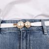 Women Waist Belt Elastic Thin Versatile Adjustable Faux Leather Creative Pearl Buckle Ladies Waistband Dress Belt for Daily Wear
