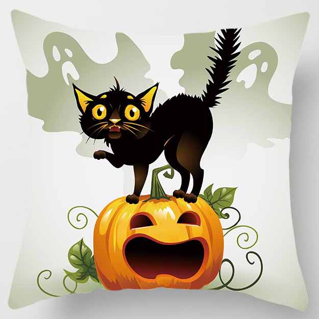 Halloween Cartoon Cat Square Pillowcase Home Decoration Car Sofa Bedroom Cushion Cover pillow cases pillow covers decorative