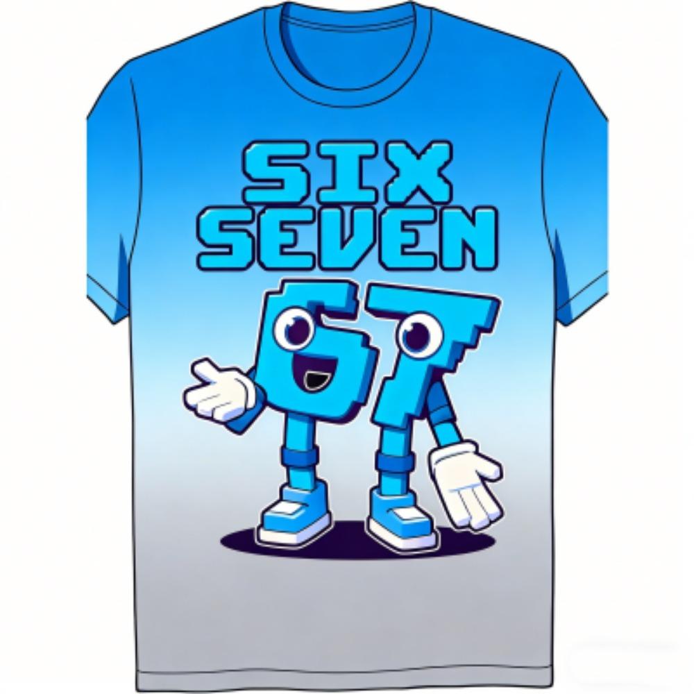 Sommer Mode Cartoon Sechs Sieben 67 Aufdruck Kinder T-Shirts Sommer Street Kurzarm Outdoor Freizeit Oberteile für Jungen und Mädchen T-Shirts Top