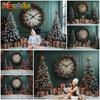 Mocsicka Christmas Backgrounds Xmas Tree Big Clock Decorations Happy New Year Family Holiday Party Photo Backdrops Studio Banner213