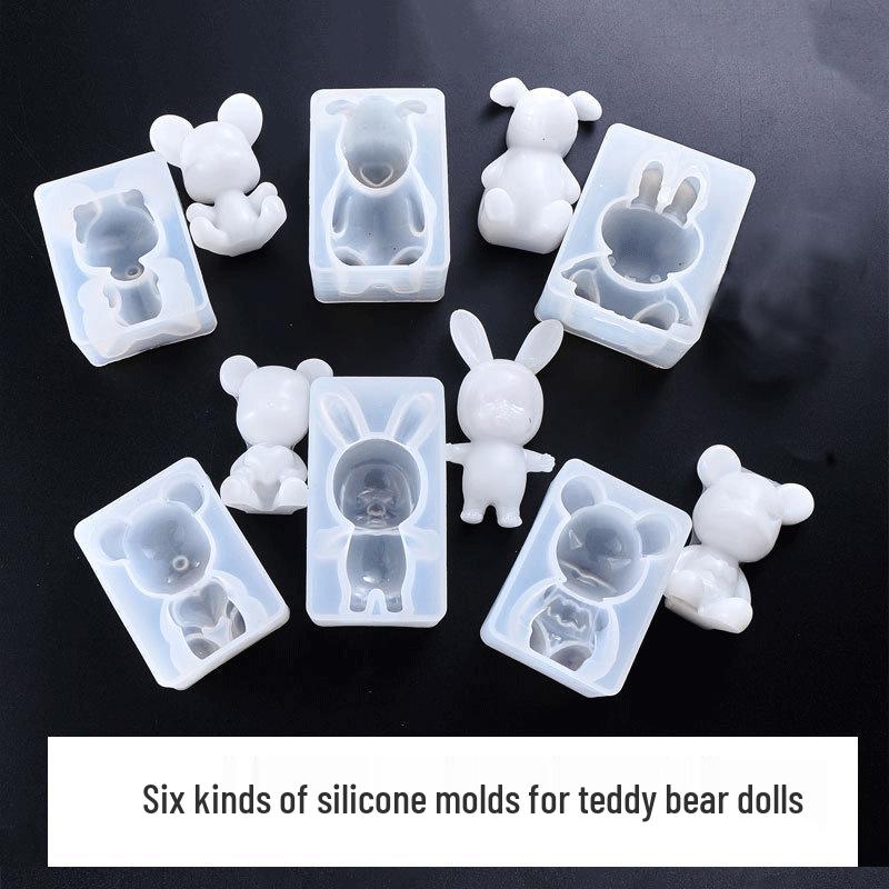Epoxy Resin Mold: Sleeping Baby, Bear, Rabbit, Dog - 6 Styles High Gloss Silicone Mold. Heart Bear Silicone Mold