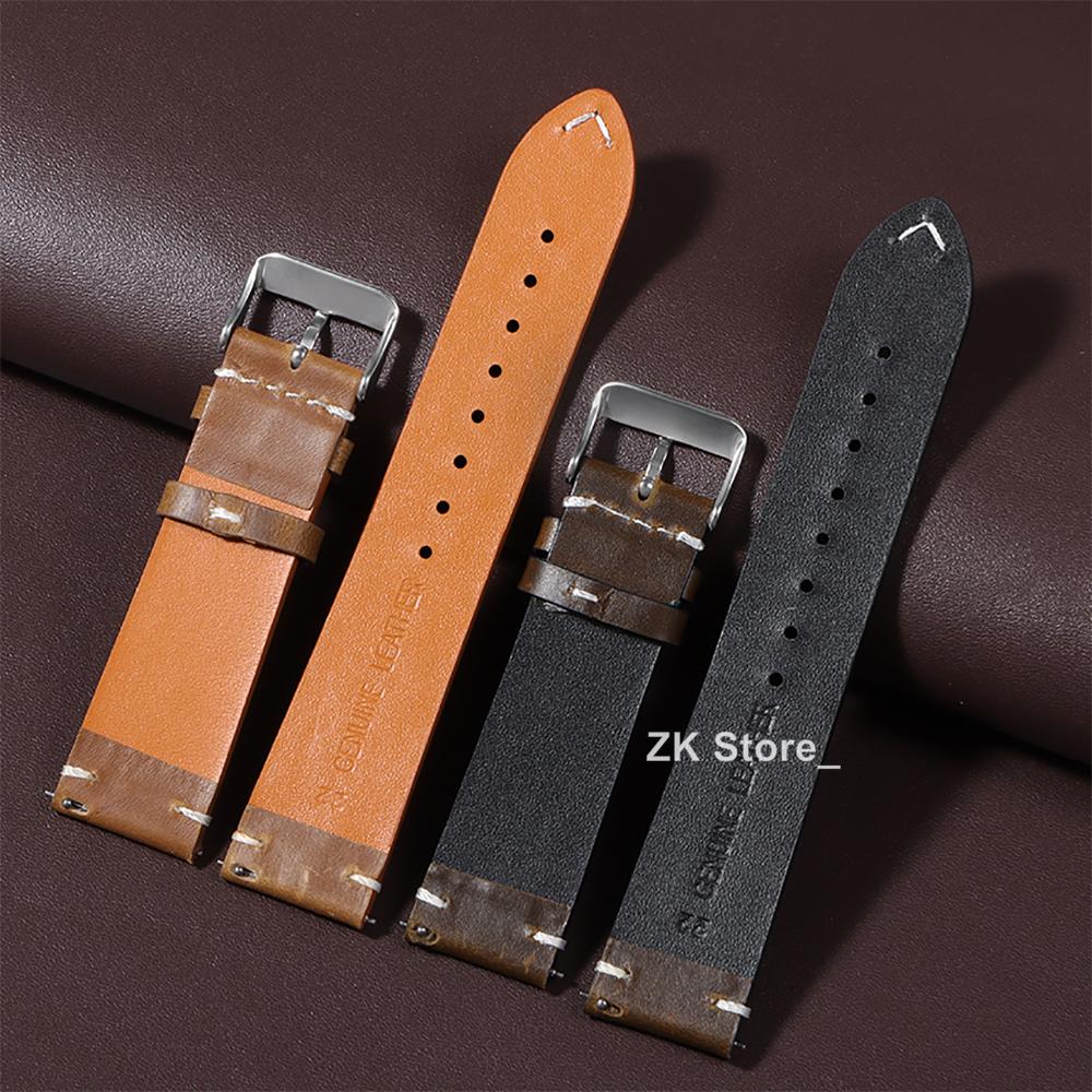 Vintage Oil Wax Genuine Leather Watch Strap 18mm 19mm 20mm 22mm Quick Release Watchbands for Samsung Galaxy Watch Band Bracelet