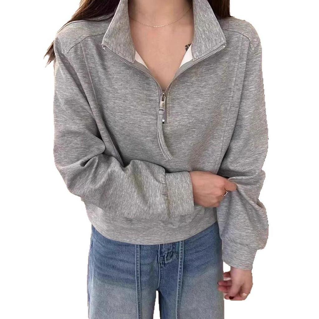 Women's Loose Half-Zip Sporty Sweatshirt - Early Spring 2025 Korean Style