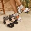 Fashion Advanced Sense Summer Fashion Heel Women's Sandals Shoes for Women 2025 New Buckle Strap Peep Toe Floral Square Heel Sandals