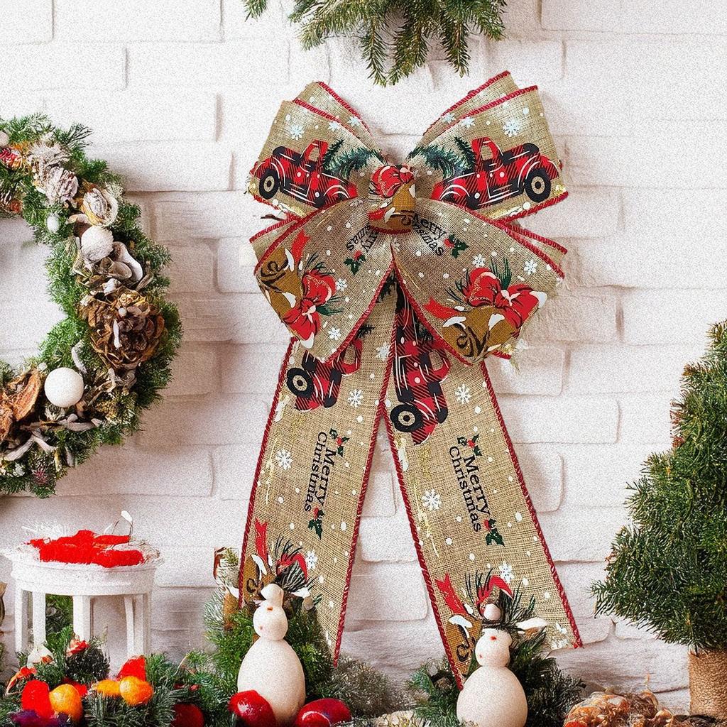 Christmas Imitation Linen Elk Bell Webbing DIY Christmas Tree Decoration Creative Truck Ribbon