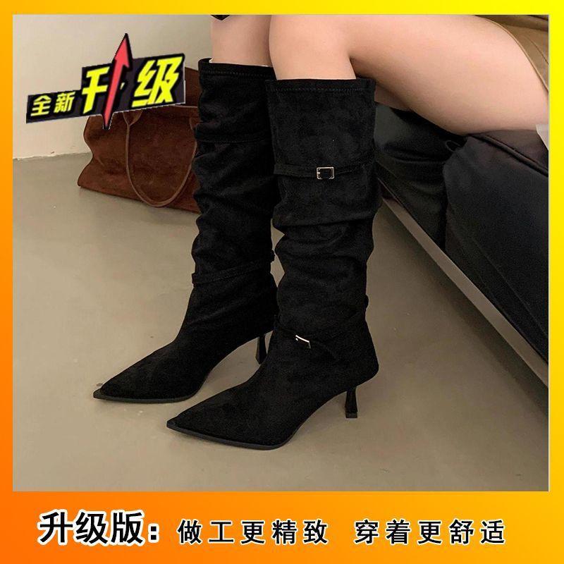 With Skirt Pointed Boots Children's Boots 2025 Autumn and Winter New Retro British Style Fine High Heel Thin Knight Boots