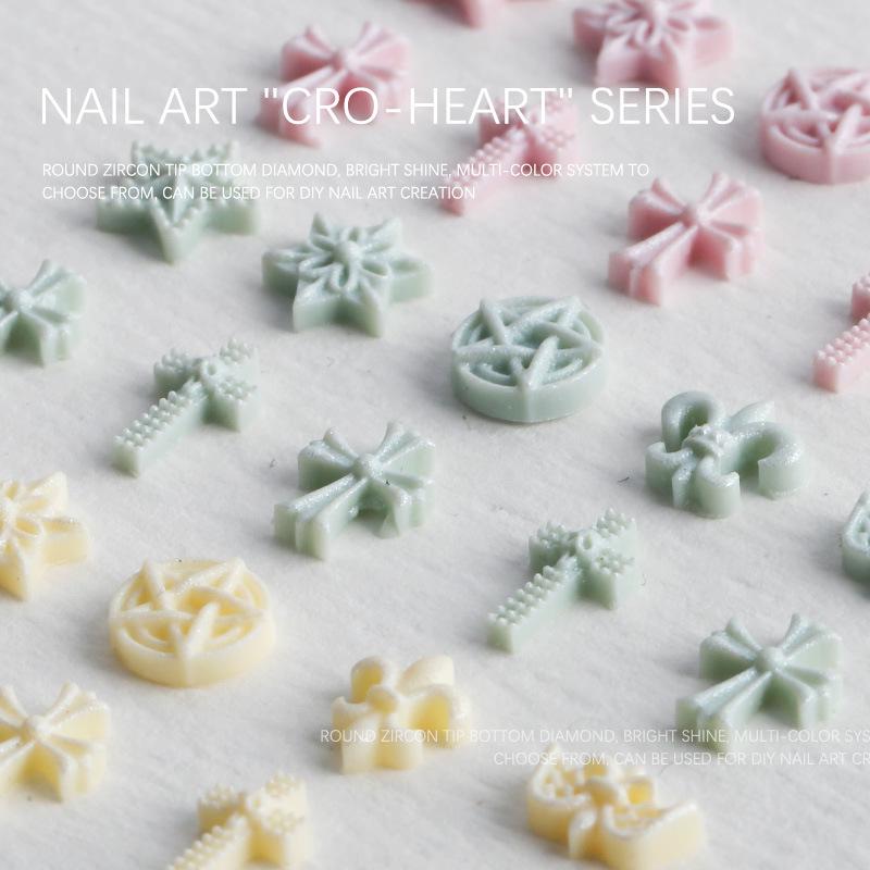 Colorful Cross & Star Chrome Hearts Nail Art Resin Bow Accessories