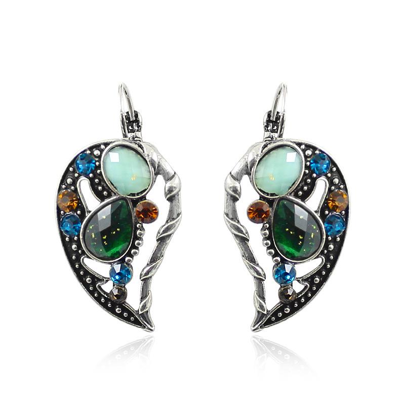European Style Heart-Shaped Rhinestone and Gemstone Earrings Collection