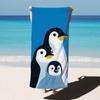 1 stuks Pinguïnfamilie Strandlaken Enkelzijdig 2D Print Schattig Zacht Strandlaken Strand Zwembad Badkamer Handdoek Warme Sfeer Accessoire Cadeau