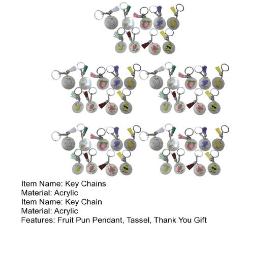 45 Stück Klare Anhänger Schlüsselanhänger mit Quaste Frucht Wortspiel Anhänger