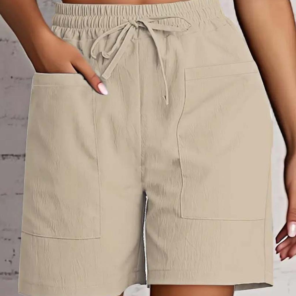 Women's High Waist Shorts Summer - Loose Fit Casual Shorts with Pockets, Solid Color Bermuda Shorts for Outfits
