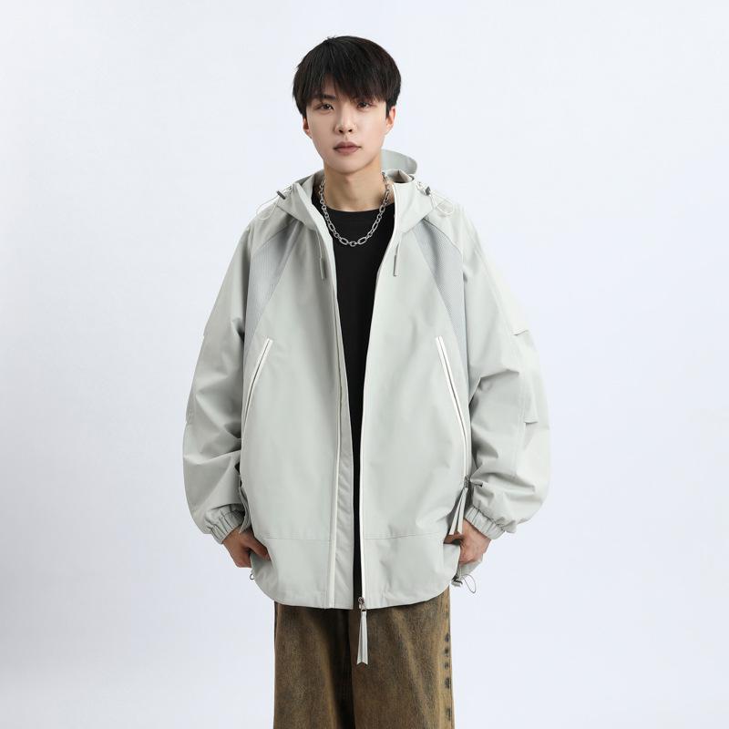 Jacket Men's Autumn Loose Windproof Waterproof Jacket Large Size Fattened Enlarged Hooded Outdoor Tooling Jacket
