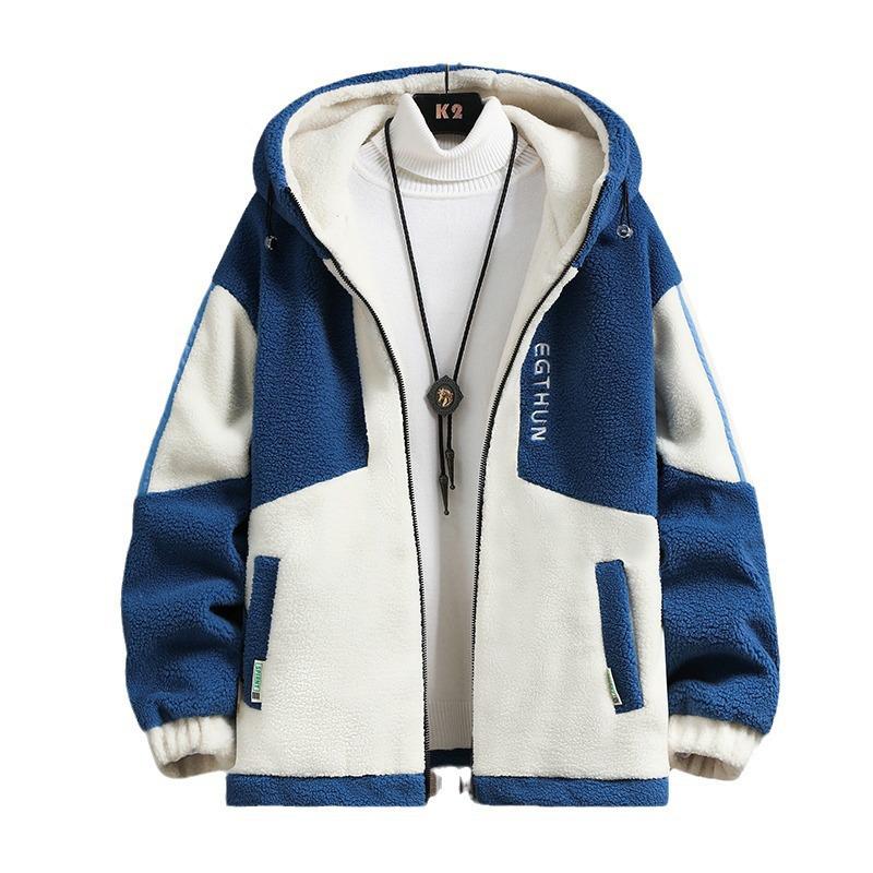 Men's Winter Lambskin Quilted Fleece Jacket for Teenagers