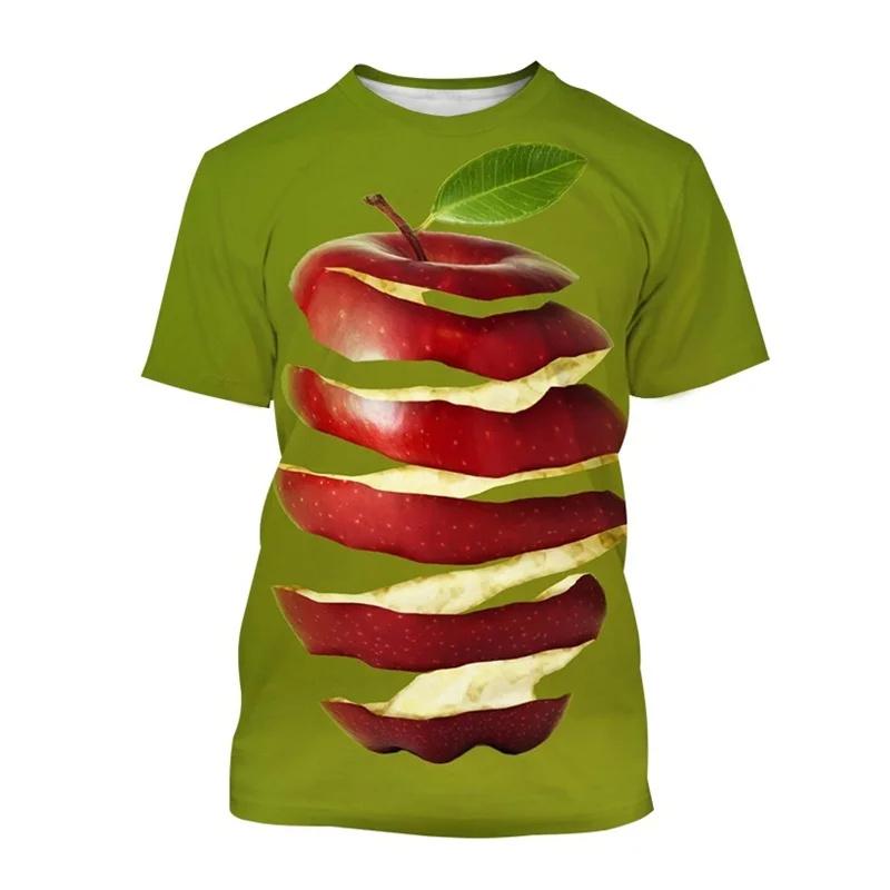 3D Printed Apple T-Shirt Men  Women Fruit Pattern Summer Street Casual Short Sleeve Breathable O-Neck T-Shirts