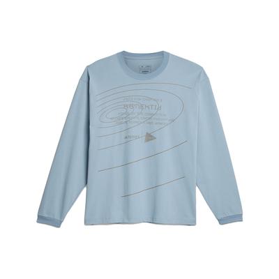 Terrex X And Wander Collaboration FW23 Pattern Printed Outdoor Sports Crew Neck Long Sleeve T-Shirt Unisex Tops Light-Blue HZ0671