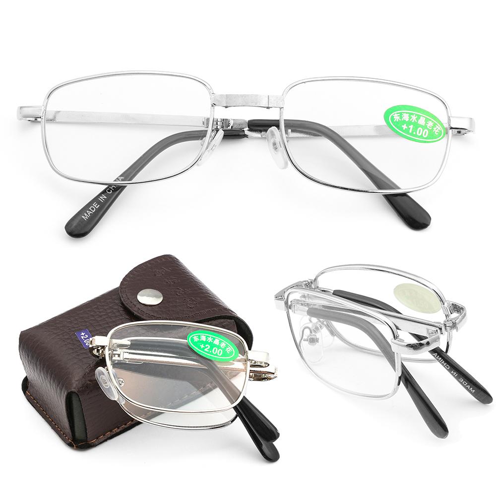 Foldable Reading Glasses Folding Hyperopia Men Women Metal Classic Style Digital Device Reading glasses with case 10 15 20 25 30 35 40