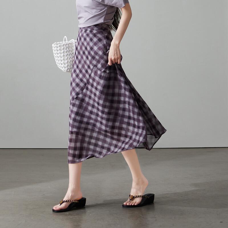 SOFSIL 2026 Summer Retro Elegant Plaid Midi Skirt XL