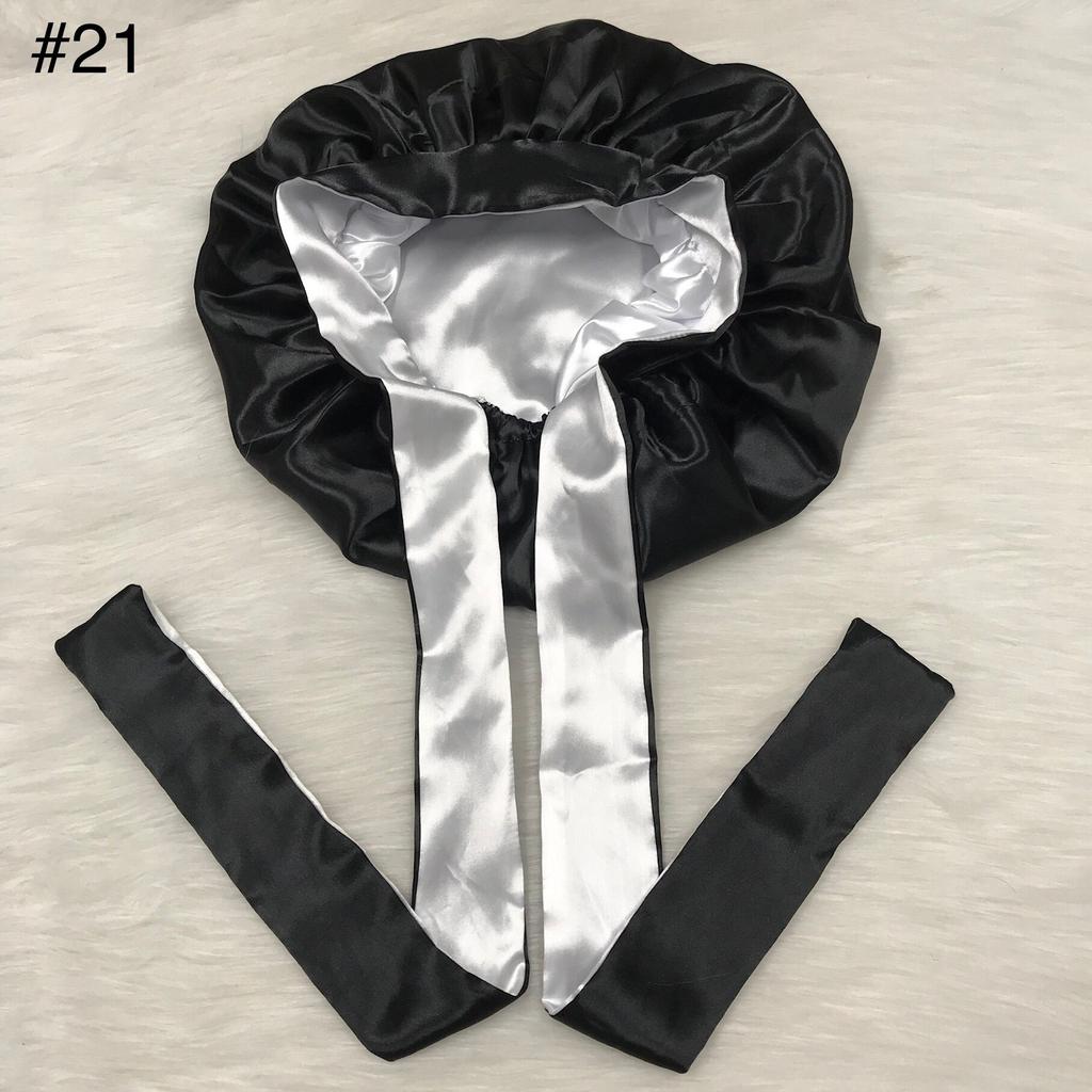 Woman Sleeping Bonnets and Satin Hair Wraps Soft Silk Bonnet Long Tie Plain Hair Bonnet