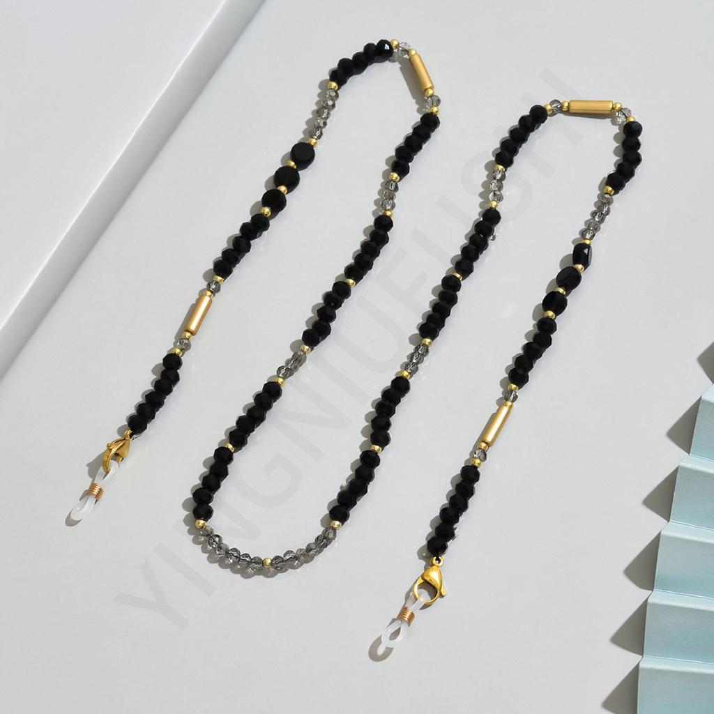 Premium Sense Summer Ins Wind Glasses Chain Light Luxury Niche Dopamine Color Beaded Glasses Snow Chain