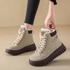 Plush snow boots women's 2025 winter new women's platform plush snow short boots non-slip warm high-top cotton shoes